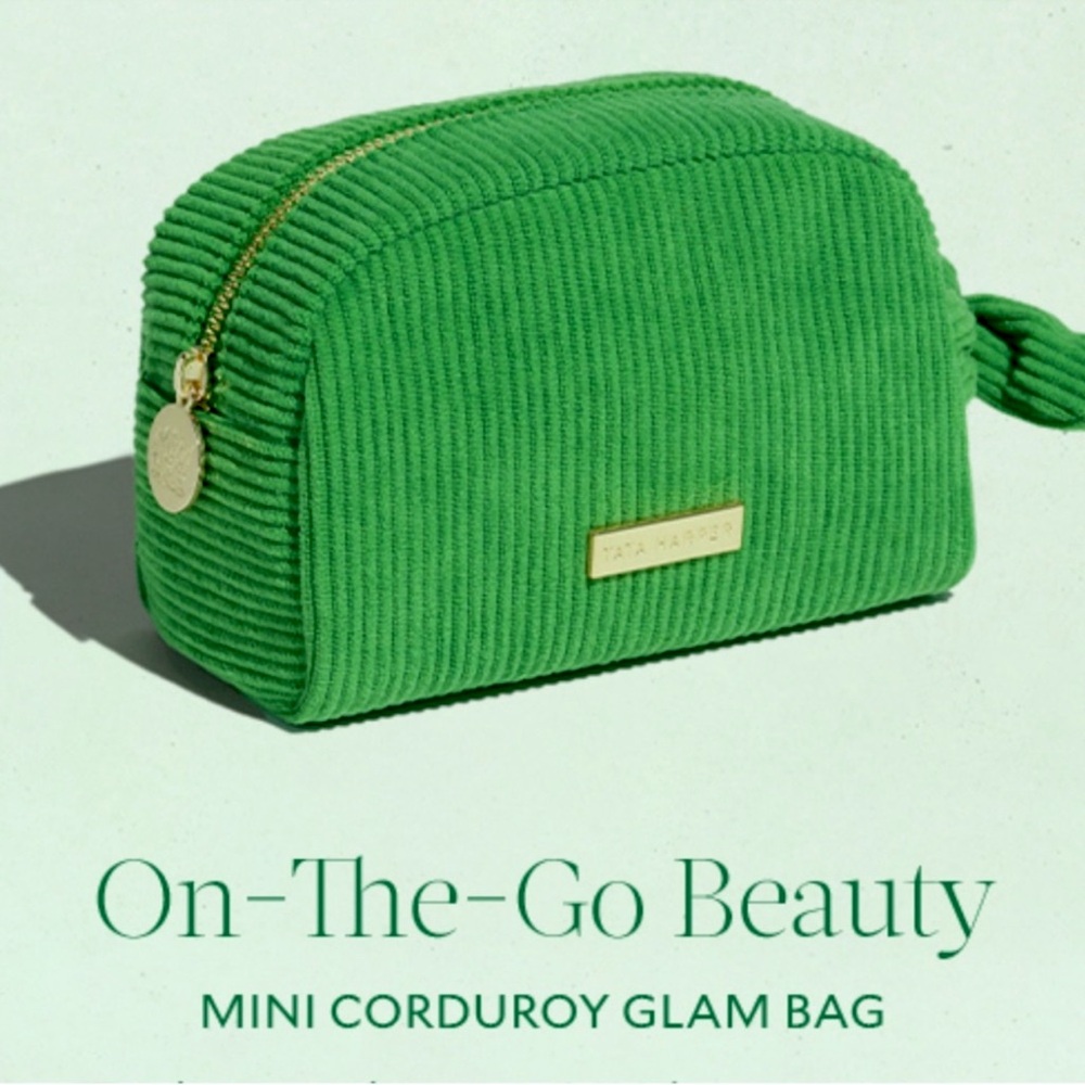 New Tata Harper Green Mini Corduroy Glam Bag